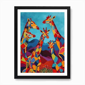 Colourful Geometric Giraffe Art Print