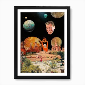 Soviet space, Kremlin, 1950s collage Art Print