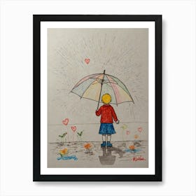 Little Girl With Umbrella Art Print