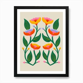 Symmetrical Flowers 2 Art Print