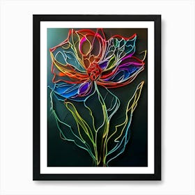 Acrylic Line Flower Art (3) Art Print