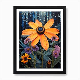 Surreal Florals Black Eyed Susan 3 Flower Painting Art Print