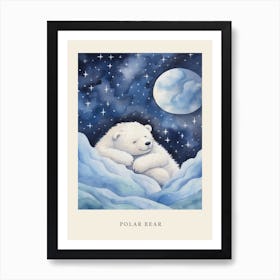 Baby Polar Bear 3 Sleeping In The Clouds Nursery Poster Art Print