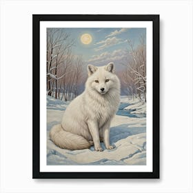 Arctic Fox In Winter Sun Art Print