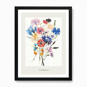 Cornflower 2 Collage Flower Bouquet Poster Art Print