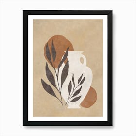 Vase With Leaves 1 Art Print