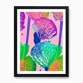 Cabbage Risograph Retro Poster vegetable Art Print