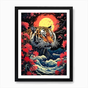 Tiger In The Moonlight 2 Art Print