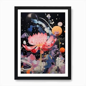 Surreal Florals Pink Flower 1 Flower Painting Art Print