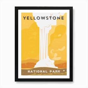 Yellowstone National Park, Wyoming, USA — Retro travel minimalist poster Art Print