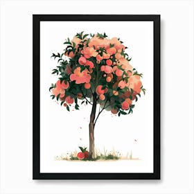 Peach Tree Pixel Illustration 2 Art Print