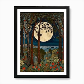 William Morris Full Moon In The Forest 8 Art Print