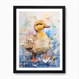 Sweet Mixed Media Duckling Collage 1 Art Print