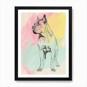 Cane Corso Dog Pastel Line Painting 2 Art Print
