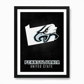 Philadelphia Eagles Pennsylvania State Map Art Print