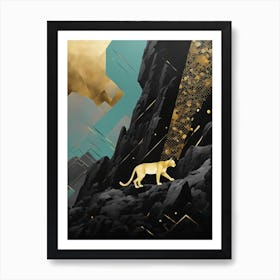 Golden Mountain Leopard Animal Art Print