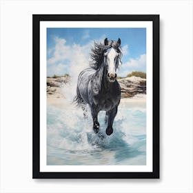 A Horse Oil Painting In Eagle Beach, Aruba, Portrait 1 Art Print