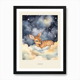 Baby Deer 7 Sleeping In The Clouds Nursery Poster Art Print