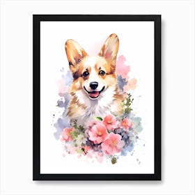 Adorable Corgi Watercolor Painting Art Print