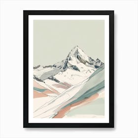 Grossglockner Austria Color Line Drawing (3) Art Print