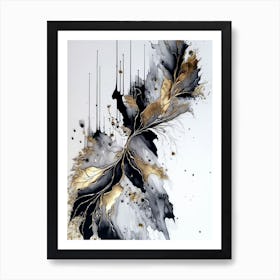 Abstract Black And Gold Painting 1 Art Print