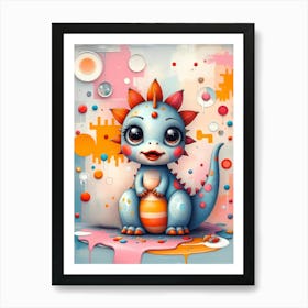 Susi the Brave Dinosaur: A Cute Dinosaur Artwork For Kids Art Print