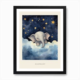 Baby Elephant 1 Sleeping In The Clouds Nursery Poster Art Print