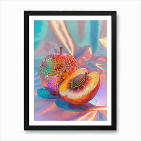 Disco Peach Print Poster Glam Disco Ball Peaches Art Print