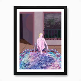 Solitude Girl next to the pool Art Print