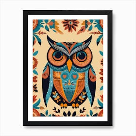Owl Folk Art, 1374 Art Print