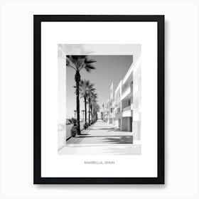 Poster Of Marbella, Spain, Black And White Old Photo 2 Art Print