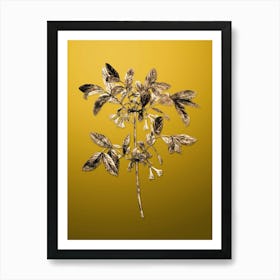 Gold Botanical Honeyberry Flower on Mango Yellow n.2718 Art Print