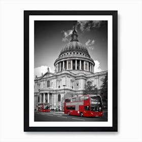 London St. Paul’S Cathedral & Red Bus Art Print