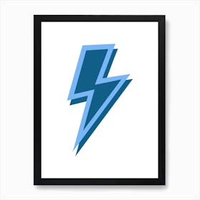 Blue Double Lightning Bolt Art Print