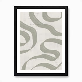 Wavy Lines Sage And White Colors Art Print