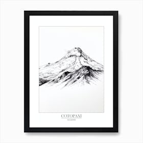 Cotopaxi Ecuador Line Drawing 4 Poster Art Print