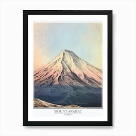 Mount Ararat Turkey Color Line Drawing 3 Poster Art Print