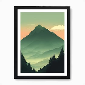 Misty Mountains Vertical Composition In Green Tone 34 Art Print