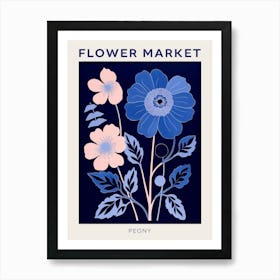 Blue Flower Market Poster Peony 4 Art Print