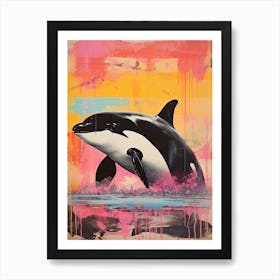 Orca Whale Pop Art Risograph Inspired 1 Art Print