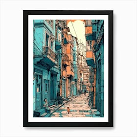 Painting Of Buenos Aires With A Cat Drawing 1 Art Print