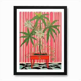 Pink And Red Plant Illustration Spider Plant 2 Art Print