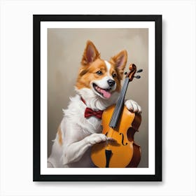 Dog Playing Violin Dog lover Art Print