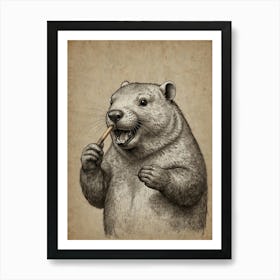 Groundhog Smoking A Cigarette Art Print