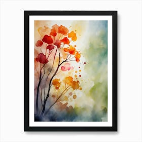 Watercolor Of Autumn Trees 6 Art Print