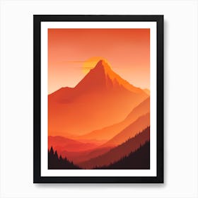 Misty Mountains Vertical Composition In Orange Tone 338 Art Print