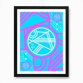 Geometric Glyph in White and Bubblegum Pink and Candy Blue n.0076 Art Print