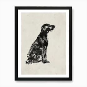 Pointer Dog Charcoal Line 3 Art Print