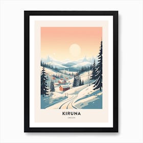Vintage Winter Travel Poster Kiruna Sweden 2 Art Print