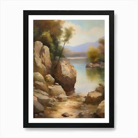 Forest Lake,Vintage Oil Painting,Farm Wall Decorations,Vintage Landscape,Vintage Landscape Oil Painting.32 Art Print